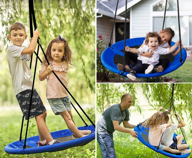 Wonderland Závěsná houpačka - houpací kruh 113 cm modrý 2